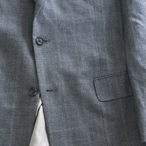 Jos A Bank‎ 44L Blue Windowpane Silk Wool Mens Suit Jacket Blazer Sport Coat - Picture 15 of 16